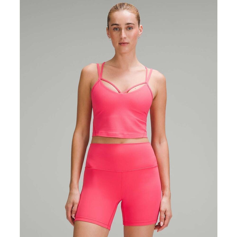 Lululemon Align Strappy Ribbed Tank Top Size 2 A/B Cup Glaze Pink Pilates RARE
